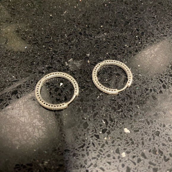 Pandora Silver Heart Hoop Earrings - Picture 4 of 5